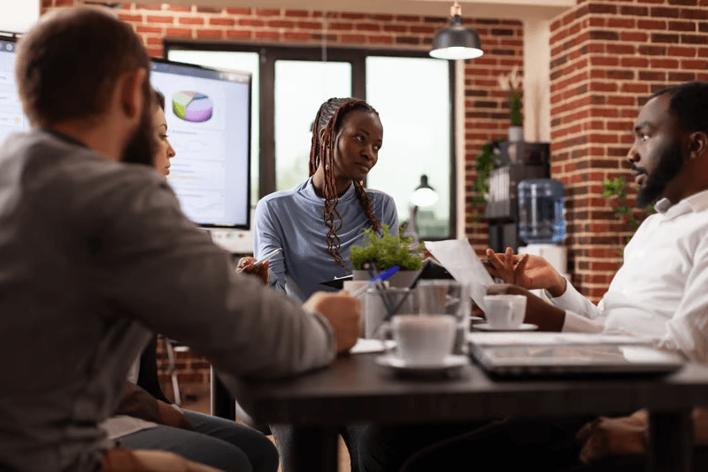 People collaborating in a meeting
