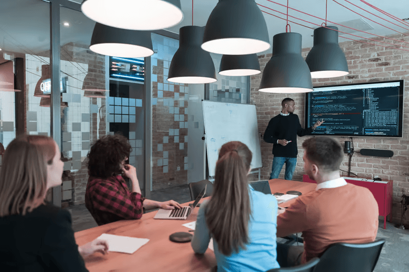 Team in a meeting planning a larger integration