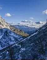 Snow-covered mountain ridges